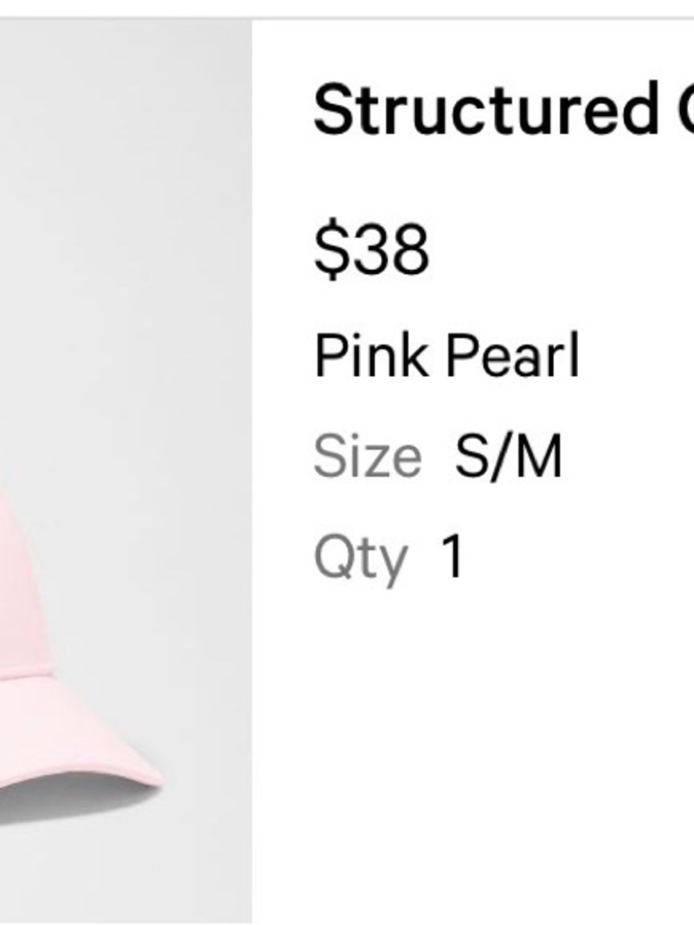 Lululemon structured classic baseball cap pink pearl size s/m nwt